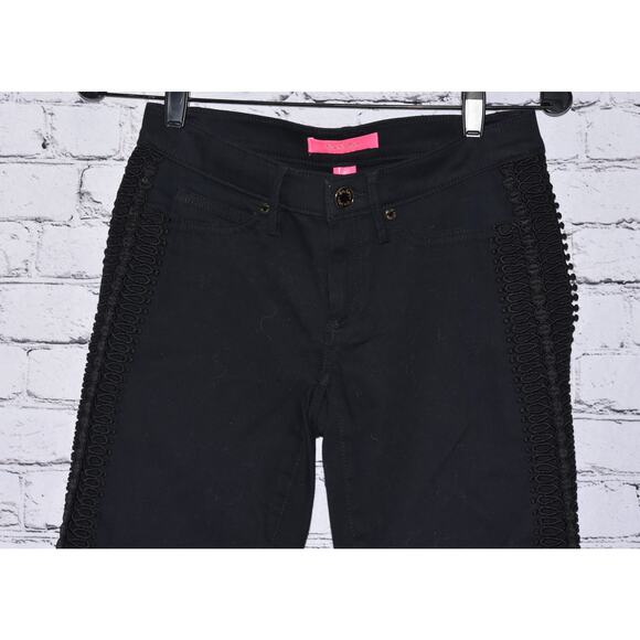 Lilly Pulitzer Onyx South Ocean Lace Trim Skinny Jeans Size 2 - Picture 5 of 12